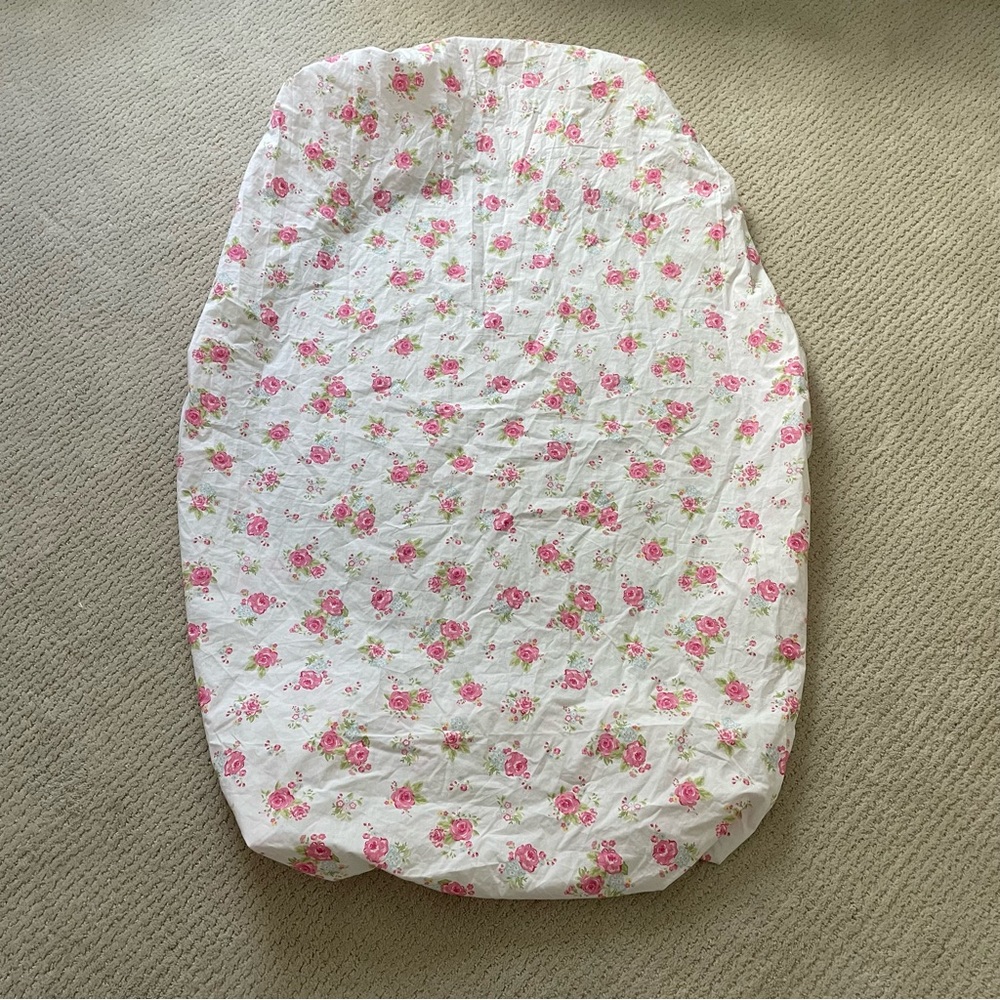 Pottery Barn Kids Floral Pink Rose Crib Sheet